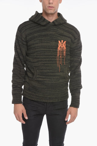 Maglia Hoodie in Lana con Ricamo