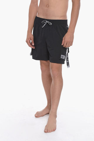 SWIM Costume da Bagno Boxer in Tinta Unita con Banda Laterale Logata