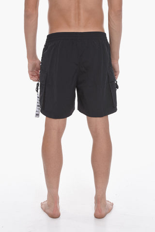 SWIM Costume da Bagno Boxer in Tinta Unita con Banda Laterale Logata