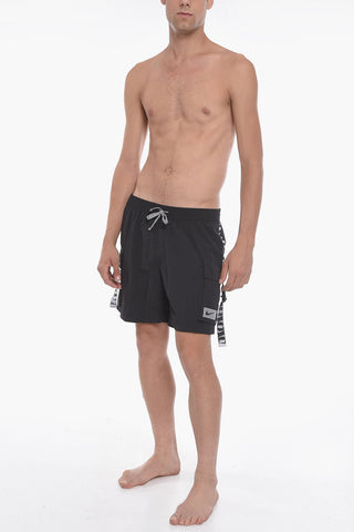 SWIM Costume da Bagno Boxer in Tinta Unita con Banda Laterale Logata