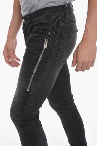 Stretchy HALF TRACK Skinny Denims with Zip Details 14cm