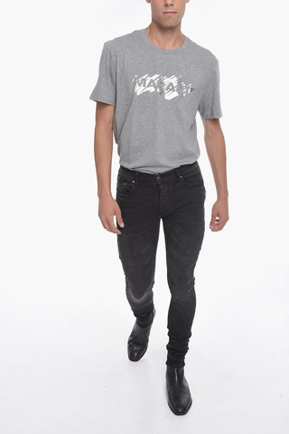 Stretchy HALF TRACK Skinny Denims with Zip Details 14cm