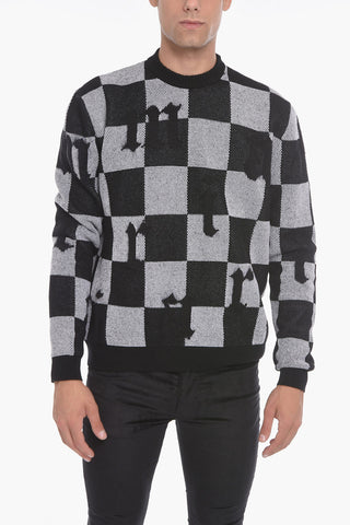 Cashmere Logoed Sweather with Check Pattern