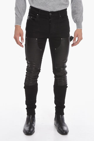 Stretchy WORKMAN Skinny Denims with Leather Detailing 16cm