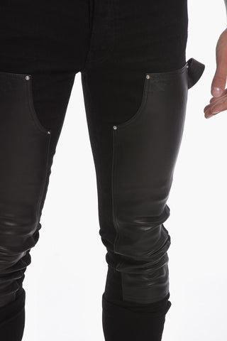 Stretchy WORKMAN Skinny Denims with Leather Detailing 16cm
