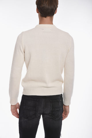 Maglia in Cashmere con Ricamo a Contrasto