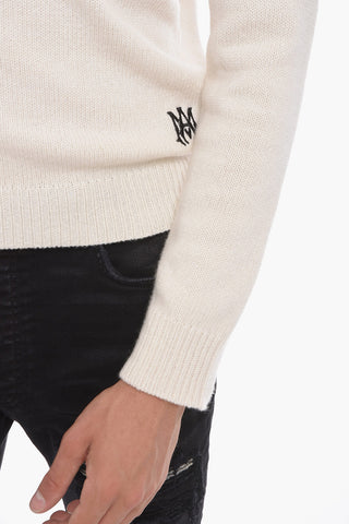 Maglia in Cashmere con Ricamo a Contrasto