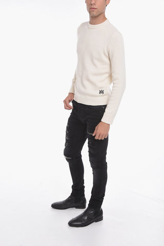 Maglia in Cashmere con Ricamo a Contrasto