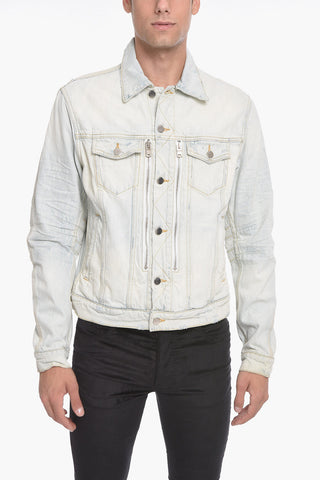 Giubbotto Biker TRUCKER in Denim Lavaggio Chiaro