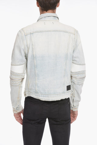 Giubbotto Biker TRUCKER in Denim Lavaggio Chiaro