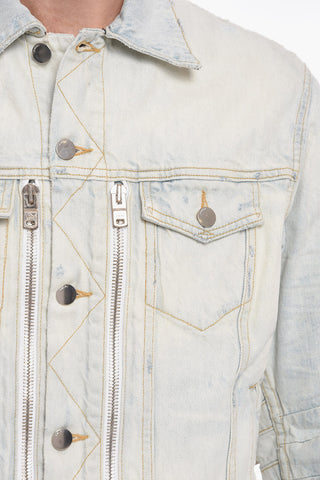 Giubbotto Biker TRUCKER in Denim Lavaggio Chiaro
