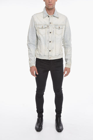 Giubbotto Biker TRUCKER in Denim Lavaggio Chiaro