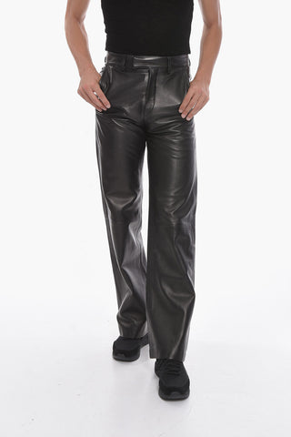 Soft-leather High-waisted Baggy Pants