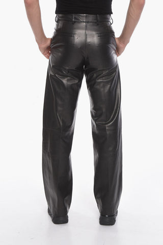 Soft-leather High-waisted Baggy Pants