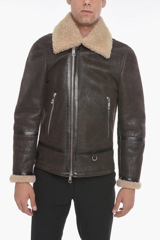 Calfskin Shearling Jacket with Vintage Effect