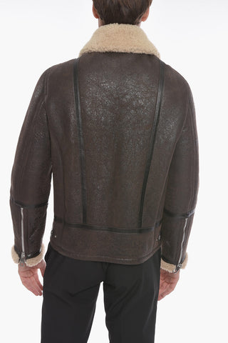 Calfskin Shearling Jacket with Vintage Effect