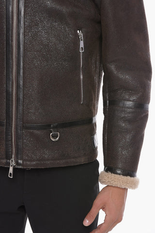 Calfskin Shearling Jacket with Vintage Effect