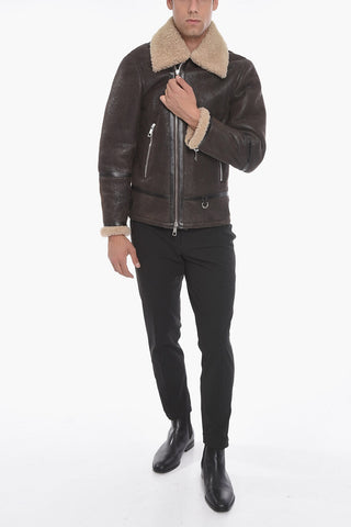 Calfskin Shearling Jacket with Vintage Effect