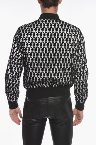PLAYBOY X AMIRI Meshed Bomber Jacket with Flocked BUNNY Motif