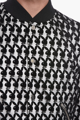 PLAYBOY X AMIRI Meshed Bomber Jacket with Flocked BUNNY Motif
