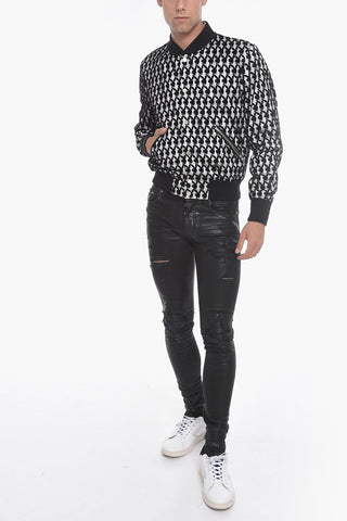 PLAYBOY X AMIRI Meshed Bomber Jacket with Flocked BUNNY Motif