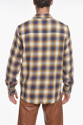 Camicia Plaid Check con Stampa STAR e Fondo a Taglio Vivo