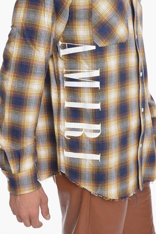 Raw cut-edged Plaid Check Shirt with STAR Print