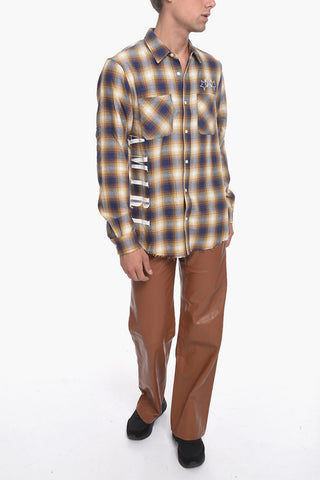 Camicia Plaid Check con Stampa STAR e Fondo a Taglio Vivo