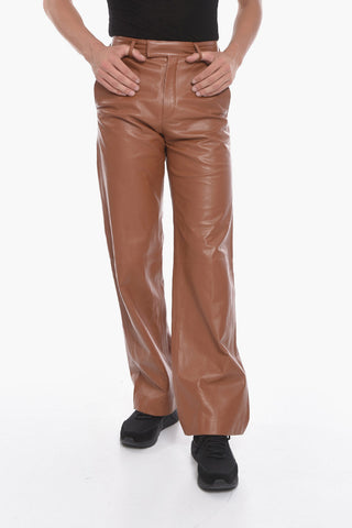 Soft-leather High-waisted Baggy Pants