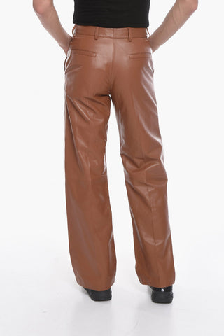 Soft-leather High-waisted Baggy Pants