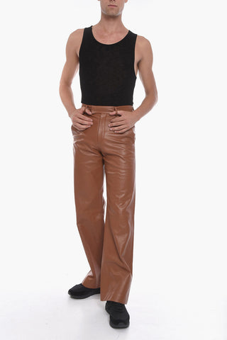 Soft-leather High-waisted Baggy Pants