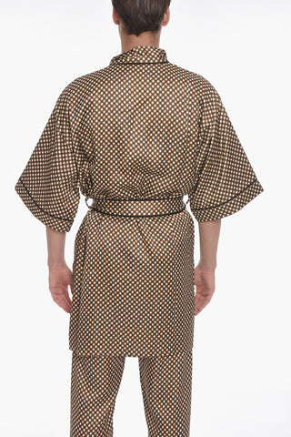 Viscose-satin POKER CHIP Robe Coat with Belt