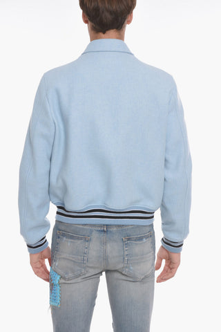 Wool-blend BONES Varsity Jacket with Patch Details