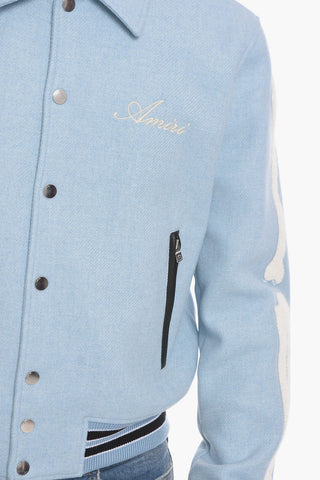 Wool-blend BONES Varsity Jacket with Patch Details