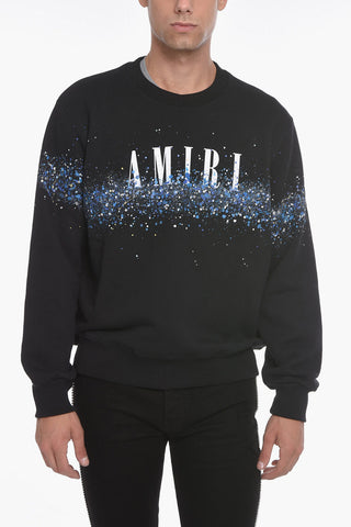 Crew Neck Sweatshirt with Printed Logo and Crystals