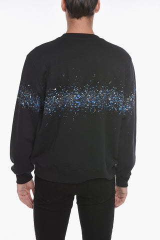 Crew Neck Sweatshirt with Printed Logo and Crystals
