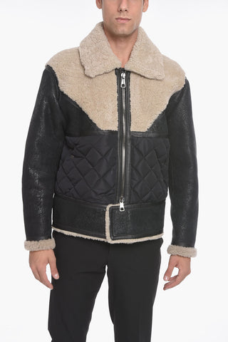 Giubbotto Shearling Trapuntato con Effetto Vintage