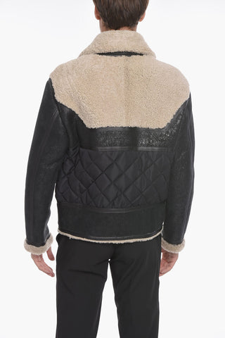 Giubbotto Shearling Trapuntato con Effetto Vintage