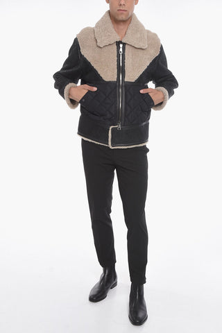 Giubbotto Shearling Trapuntato con Effetto Vintage