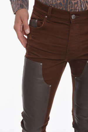 Stretch Denim Skinny Jeans WORKMAN with Leather Details 15cm