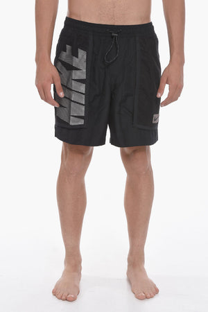 SWIM Costume da Bagno Boxer in Tinta Unita con Tasche Traforate