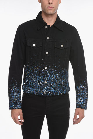 Over Shirt CRYSTAL PAINTER in Denim con Stampa Sketch