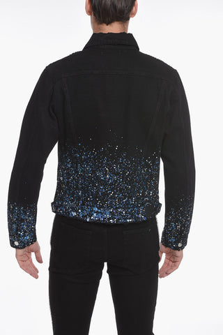 Over Shirt CRYSTAL PAINTER in Denim con Stampa Sketch