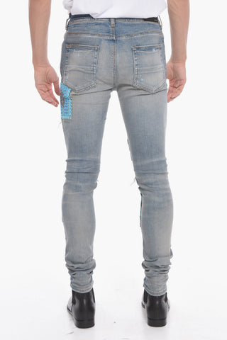 Vintage-effect ARTPATCH Skinny Denims with Embroidered detailings 14cm