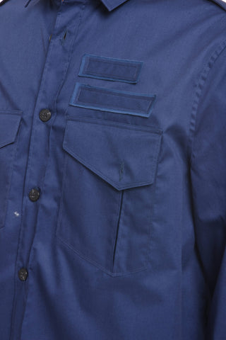 Compact Popeline Shirt with Double Chest-pocket