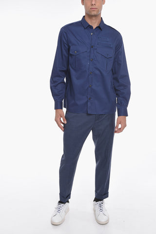 Compact Popeline Shirt with Double Chest-pocket