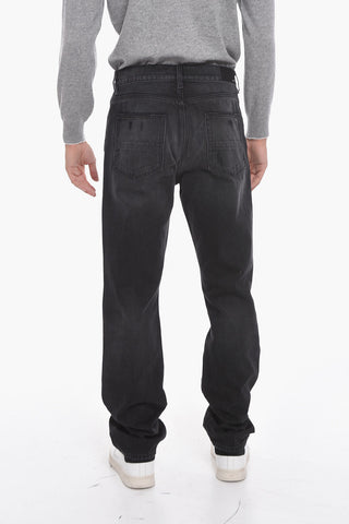 Jeans a Gamba Diritta con Dettagli Distress 21cm
