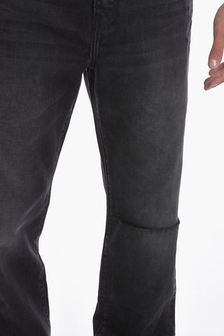 Jeans a Gamba Diritta con Dettagli Distress 21cm