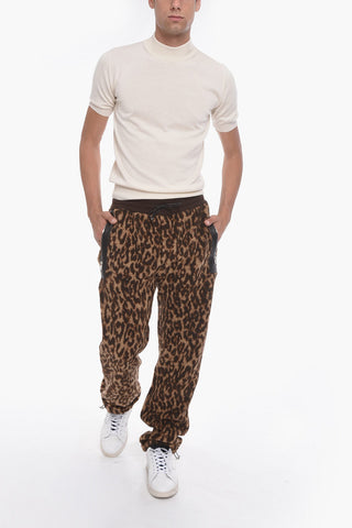 Joggers Felpati con Motivo Leopardato