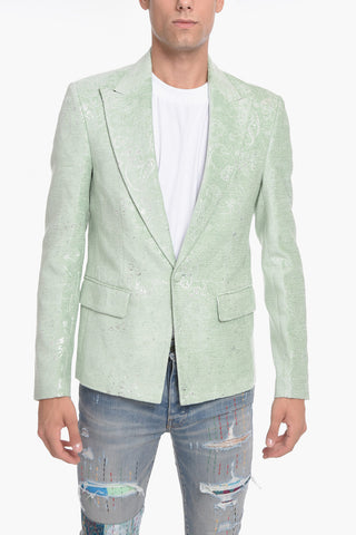 Velour Single-breasted Blazer with Lurex Paisley Motif